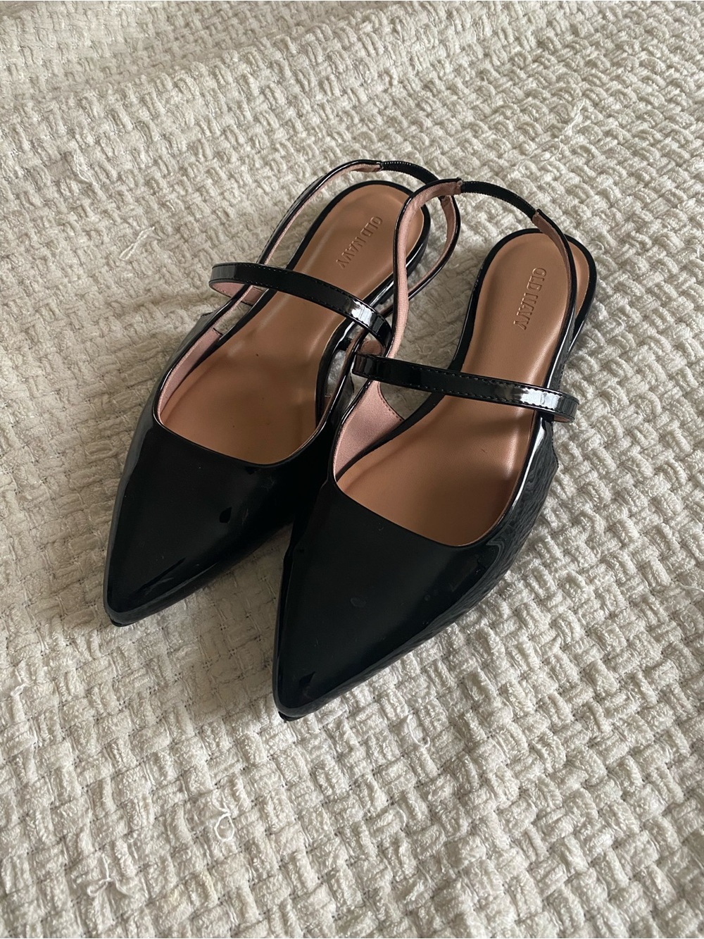 Black Patent Pointed Slingback Flats